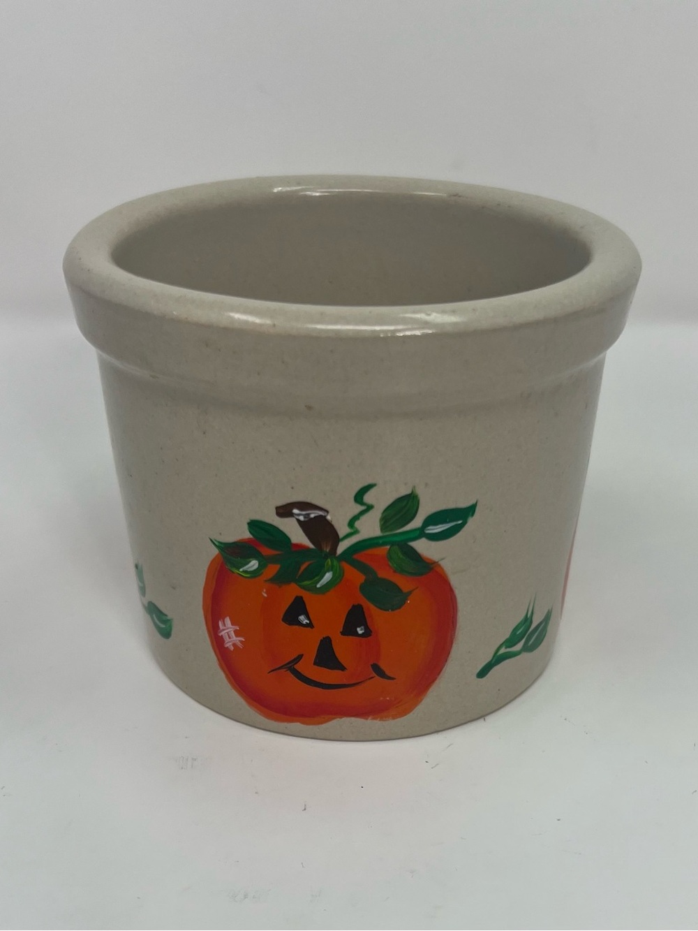 Vintage RRP Co Roseville Ohio Pumpkin Crock Hand Painted Halloween Stoneware